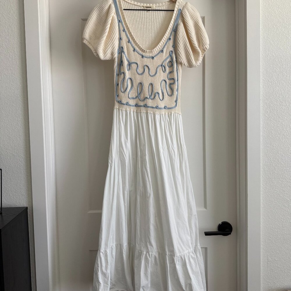 Whimsical Baby Blue Knit A-Line Dress – Size Small – Rare Boutique Find